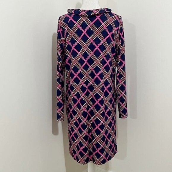 G Lifestyle Dress British Plaid Navy Belt Design Women's Size XL NWT - Picture 3 of 6